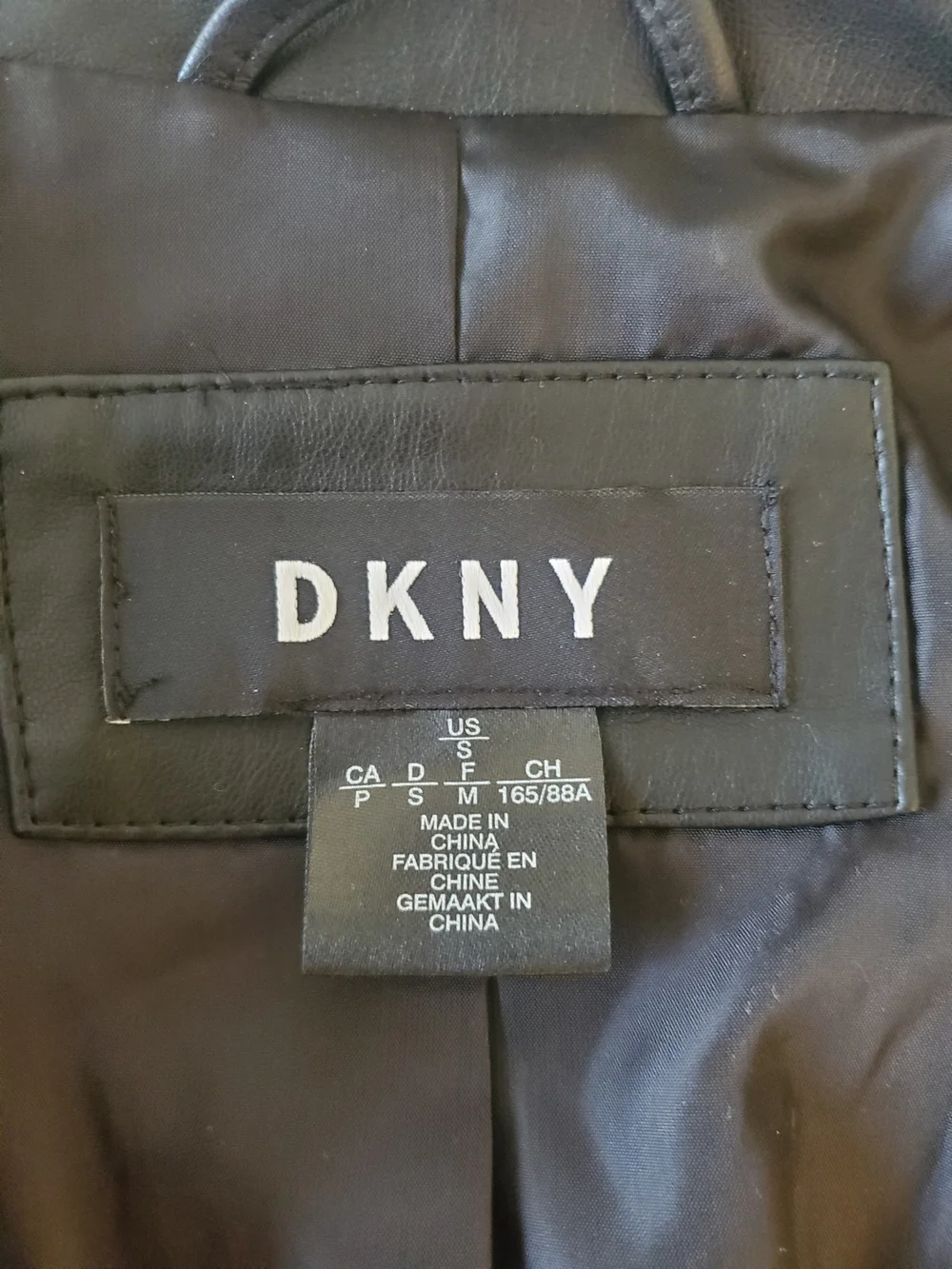 DKNY Black Faux Leather Zip-Front Jacket